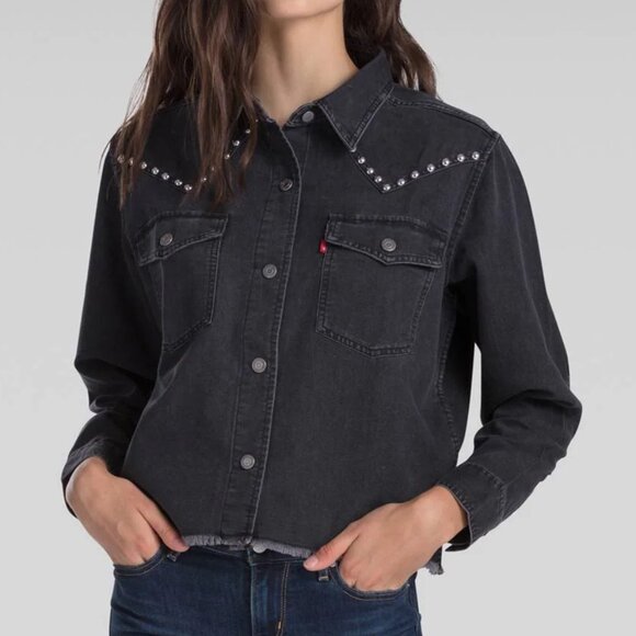NWT Levi's Daniela Western Denim Studded Shirt Black M